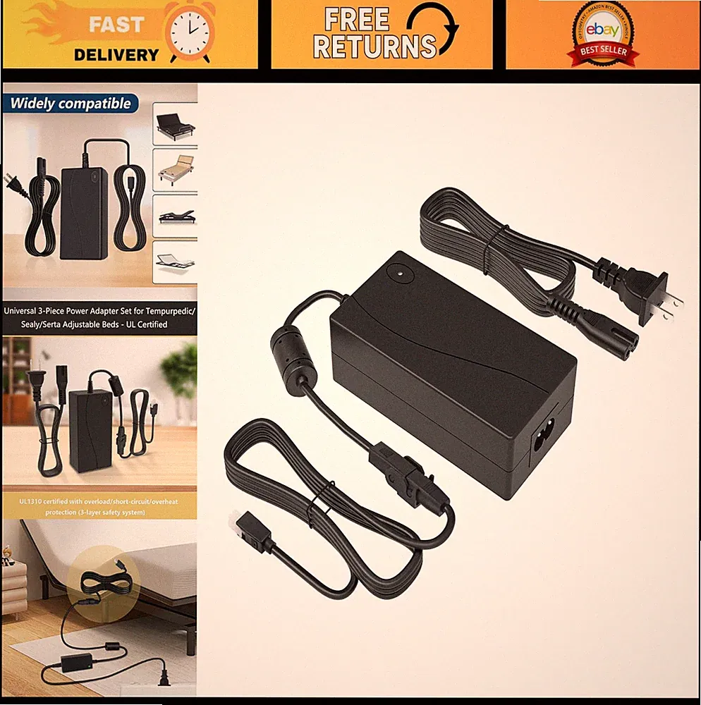 Adjustable Bed Base Power Supply Adapter Kit for Electric Recliners - 3 Piece Co